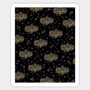 Shrooms Gold Mushrooms Pattern Sticker